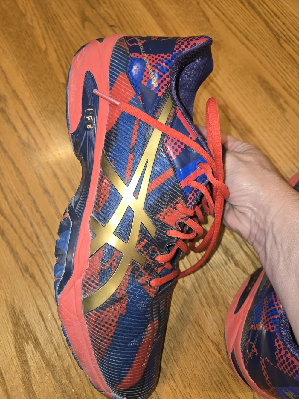 ASICS Gel-Solution Speed 3 Tennis Shoes Blue Red Graphic Men’s Size 11.5